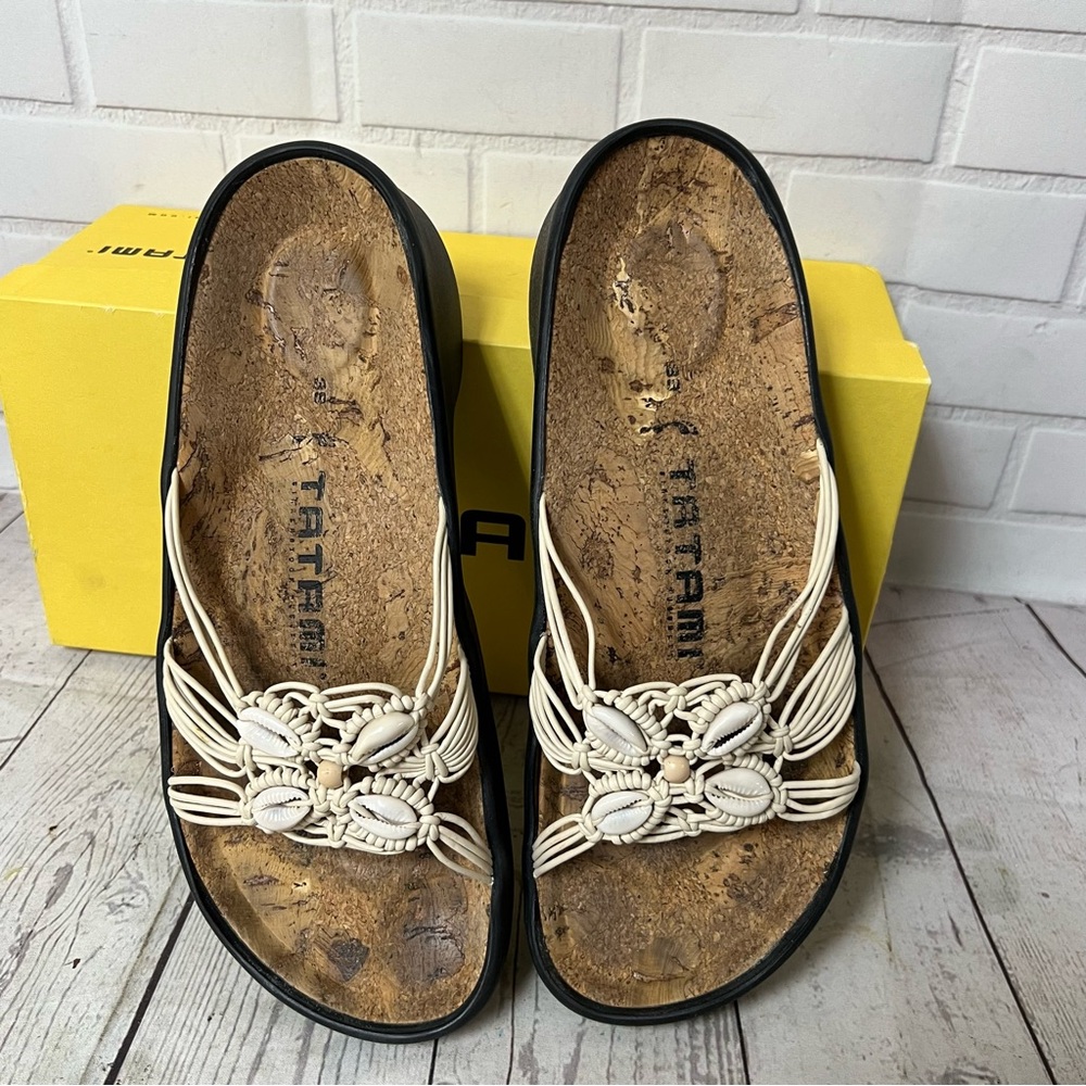 Birkenstock Tatami SOPHIA Woven Natural Shells Size 8  Off White Sandals 39